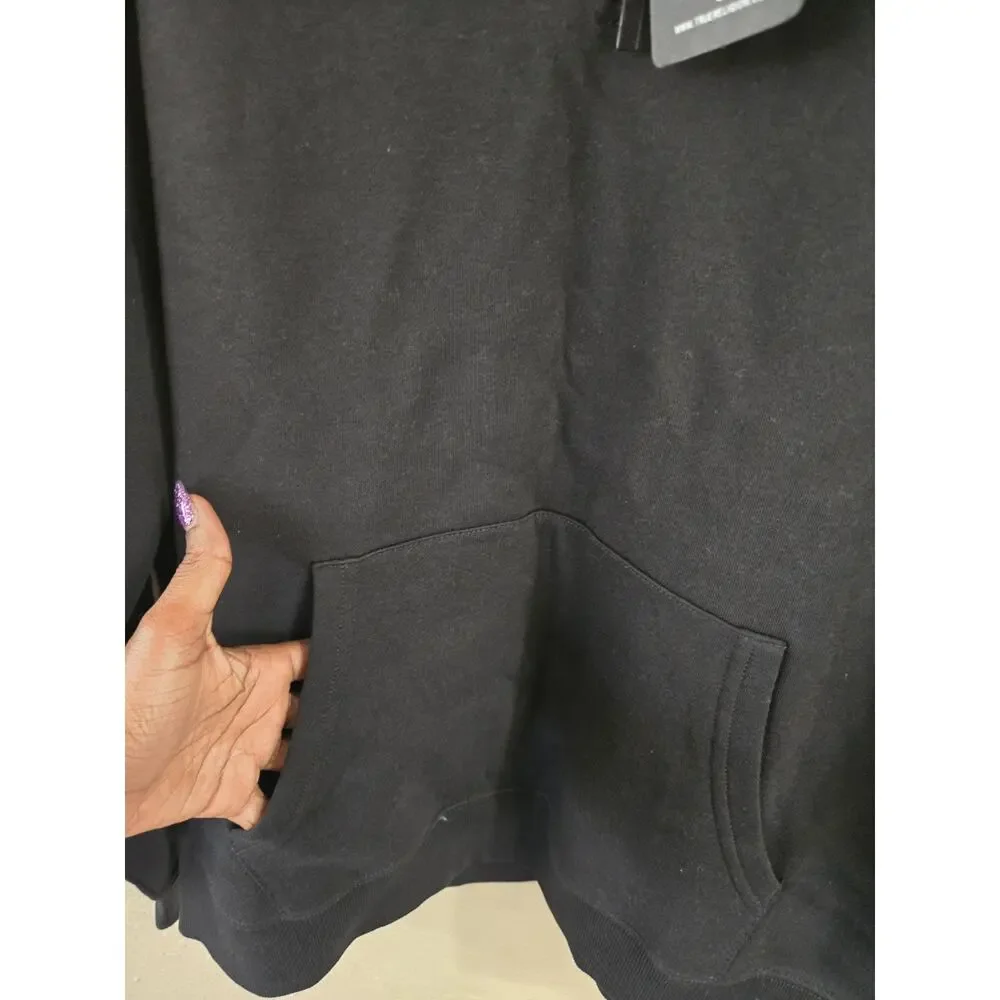 True Religion Sweater Mens Black Relaxed Mock 1/4 Zip Sweatshirt, Medium $129